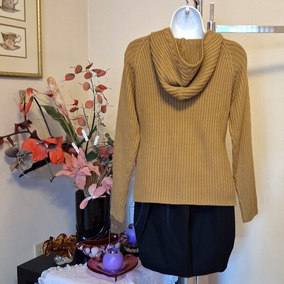 NWT Women's Yellow Camel Zip-Up Hooded Cardigan Knitwear Sweater 6 S - Picture 9 of 9